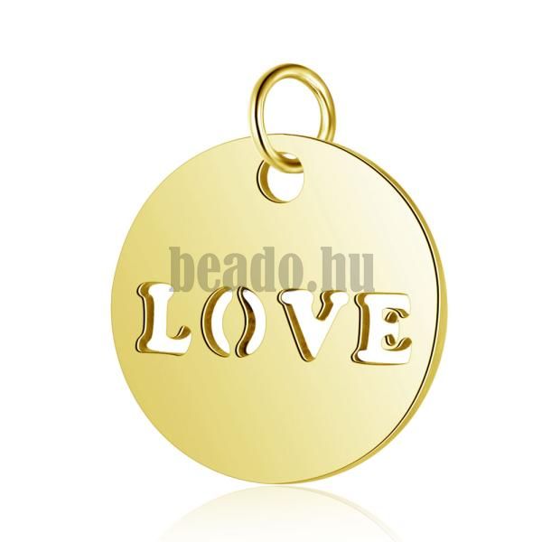 Medl lapos LOVE 12 mm arany nemesacl