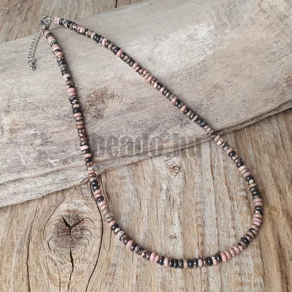 Choker nyaklnc rondell 4x2mm rodonit sznek keverke