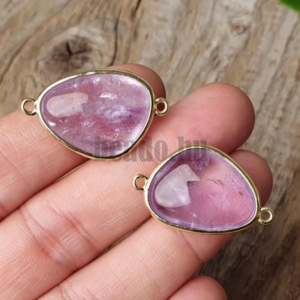 Kzdarab lavender 18x30 mm aszimmetrikus  arany keretes